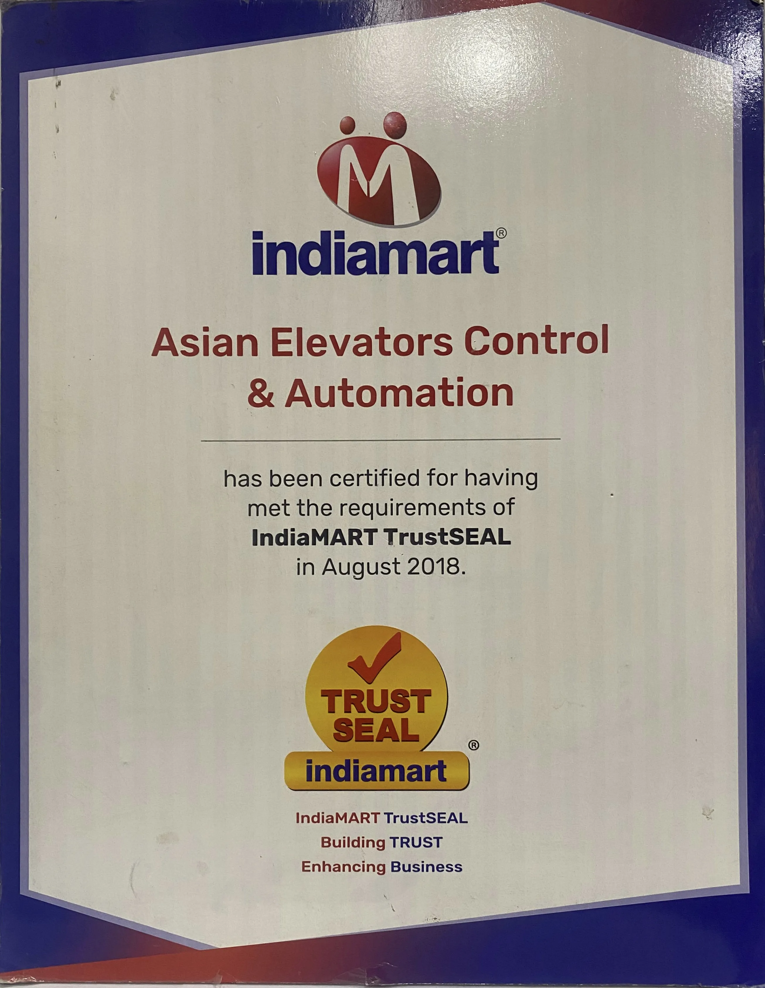 India Mart 2018 Certificate